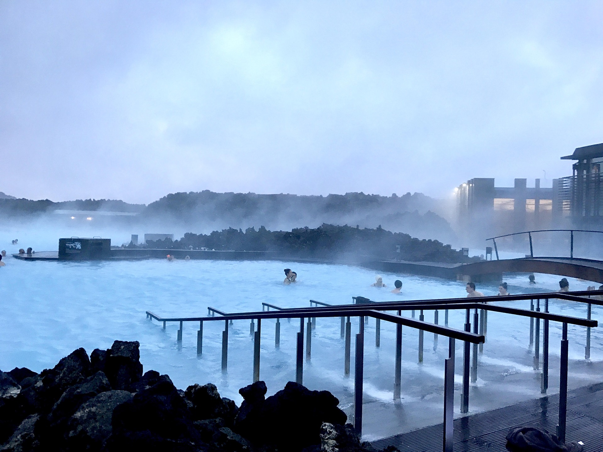 Blue lagoon stairs, hot water in Iceland