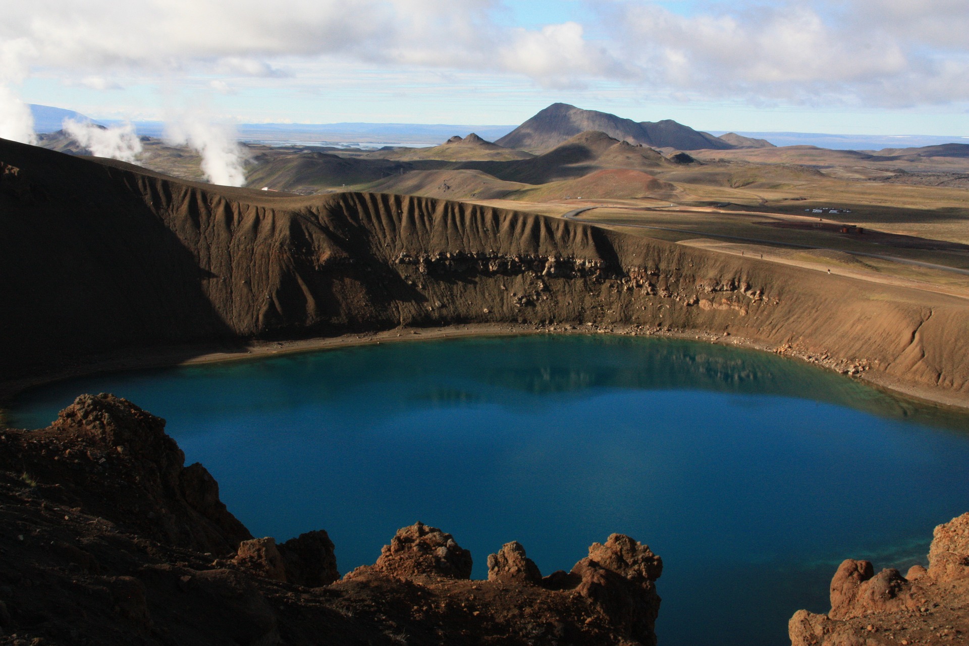 Krafla volcano crater lake in Iceland