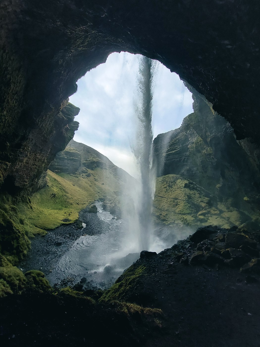 The mighty Skógafoss waterfall, one of Iceland’s most iconic falls, where legends say a treasure is hidden behind the cascade