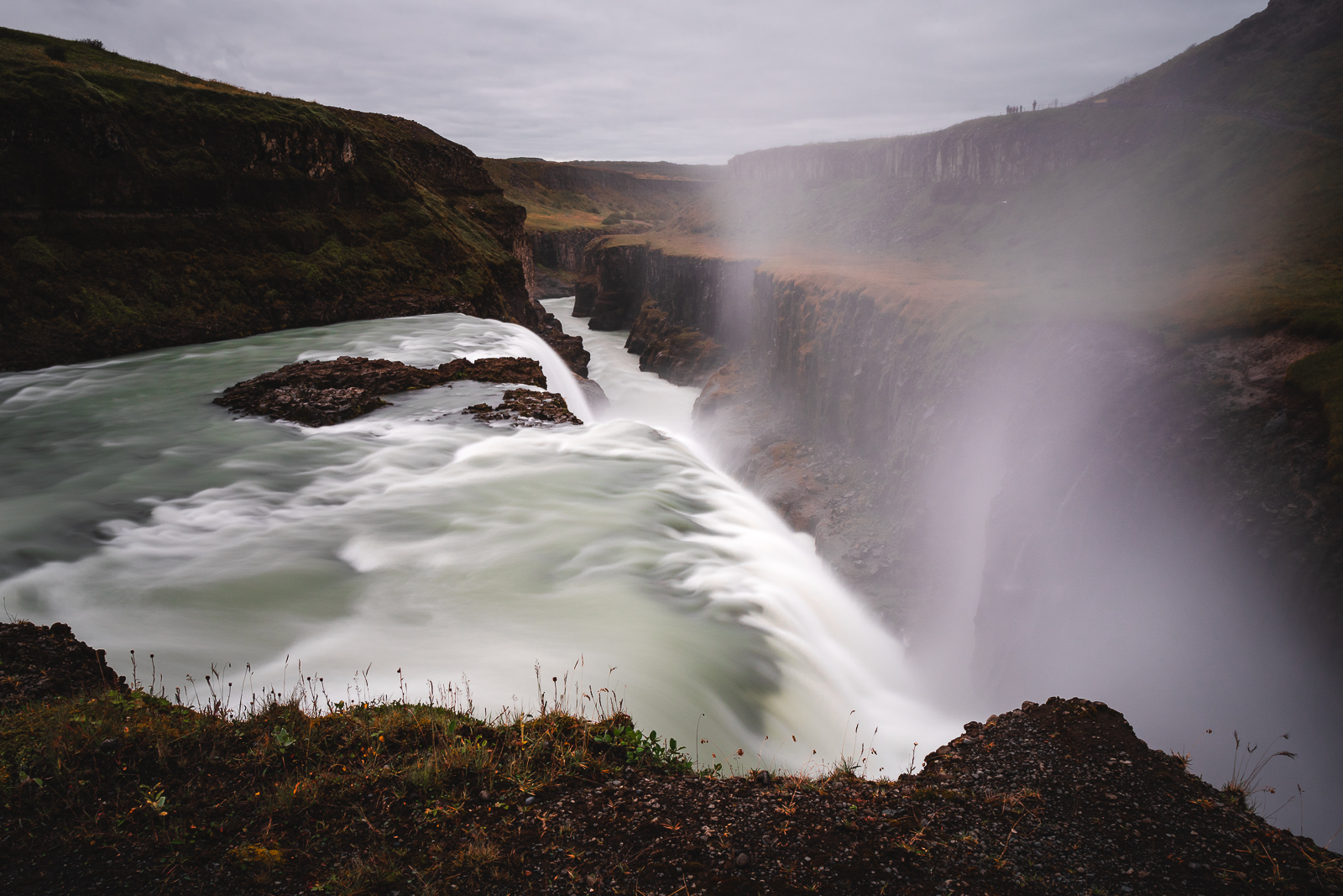The mighty Haífoss waterfall doing its thing – big, loud, and just begging to be in your next Instagram post.