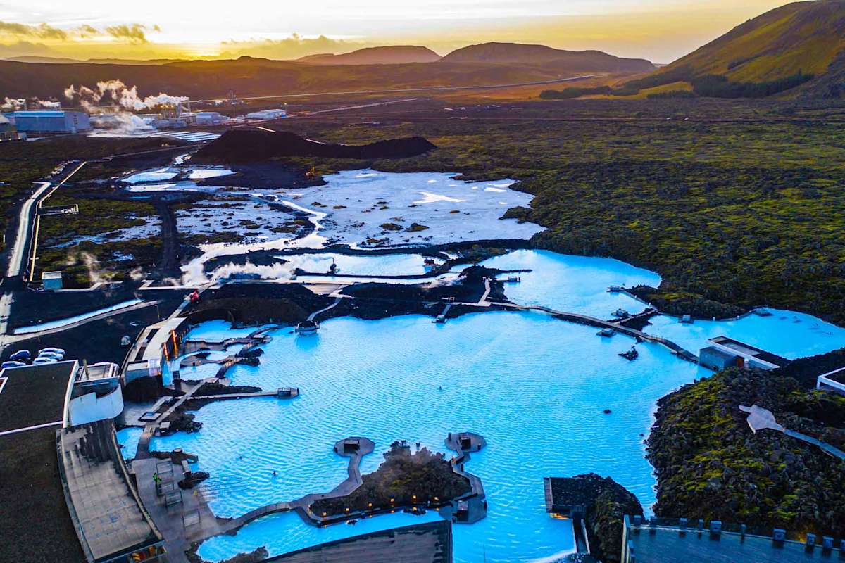Aerial view of the Blue Lagoon in Iceland, where relaxing somehow feels unreal.