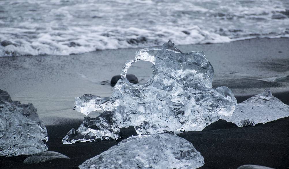 Diamond beach in Iceland with ice calves