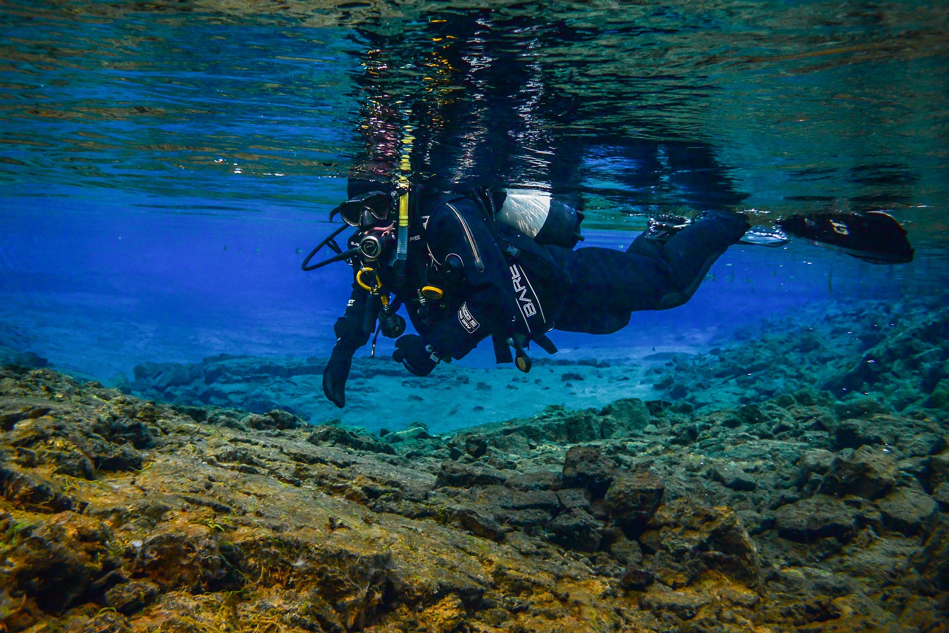 Person diving in Silfra