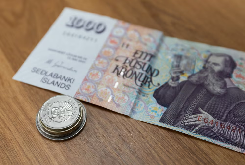 Icelandic coins and banknotes showing what your daily budget will slowly turn into
