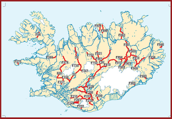 F Roads Map Iceland