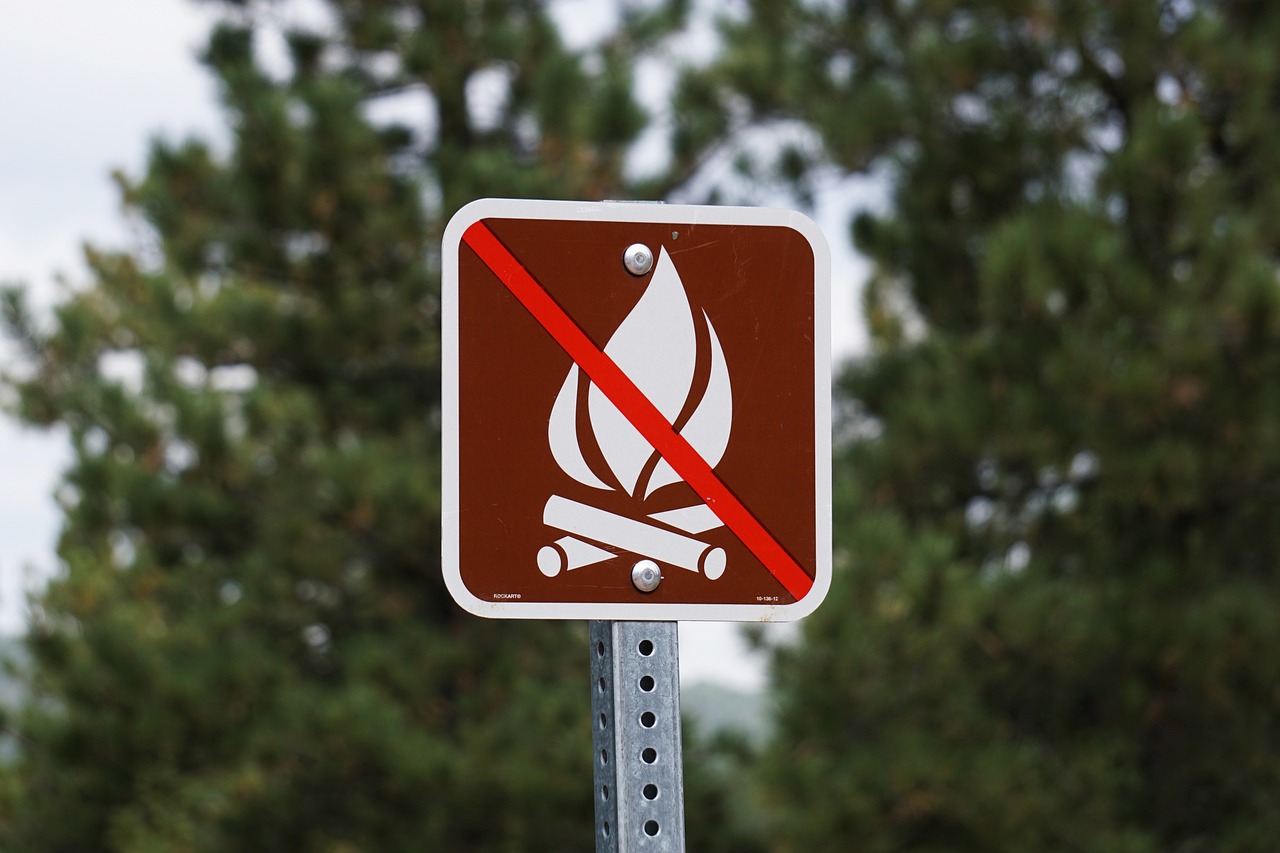 A road sign in Iceland clearly indicating the prohibition of campfires, ensuring the preservation of nature and the safety of the surrounding areas in this pristine environment