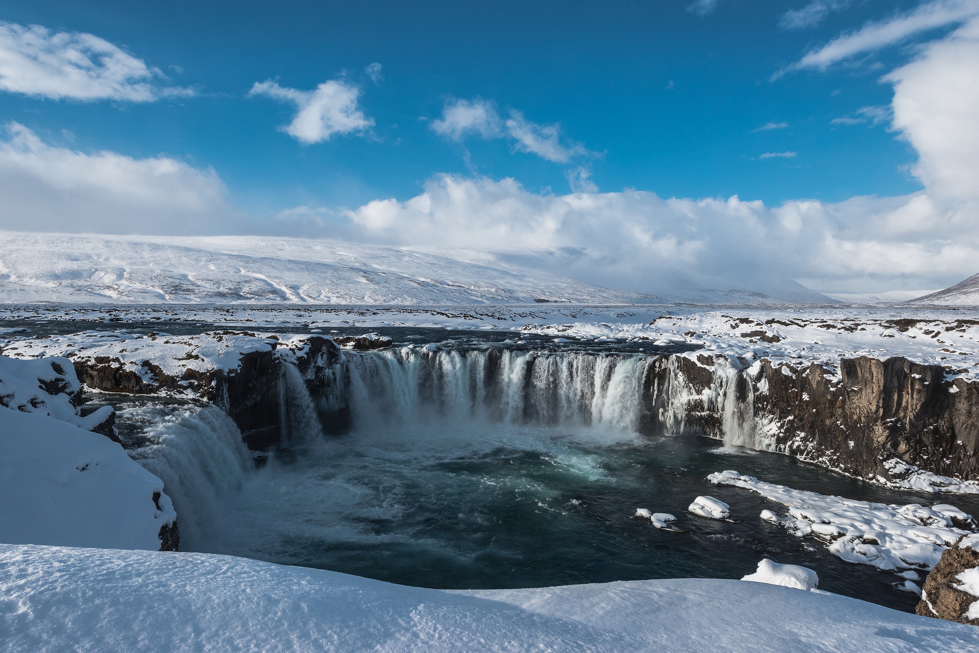 Godafoss in winter in Iceland
