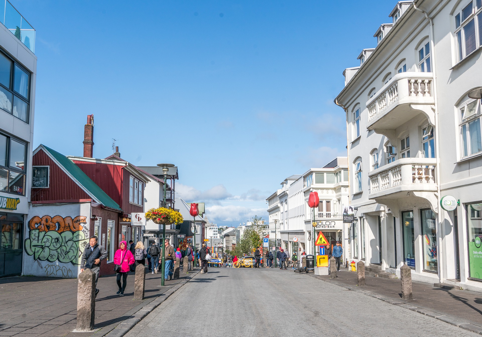 Iceland Reykjavik people walking in the street