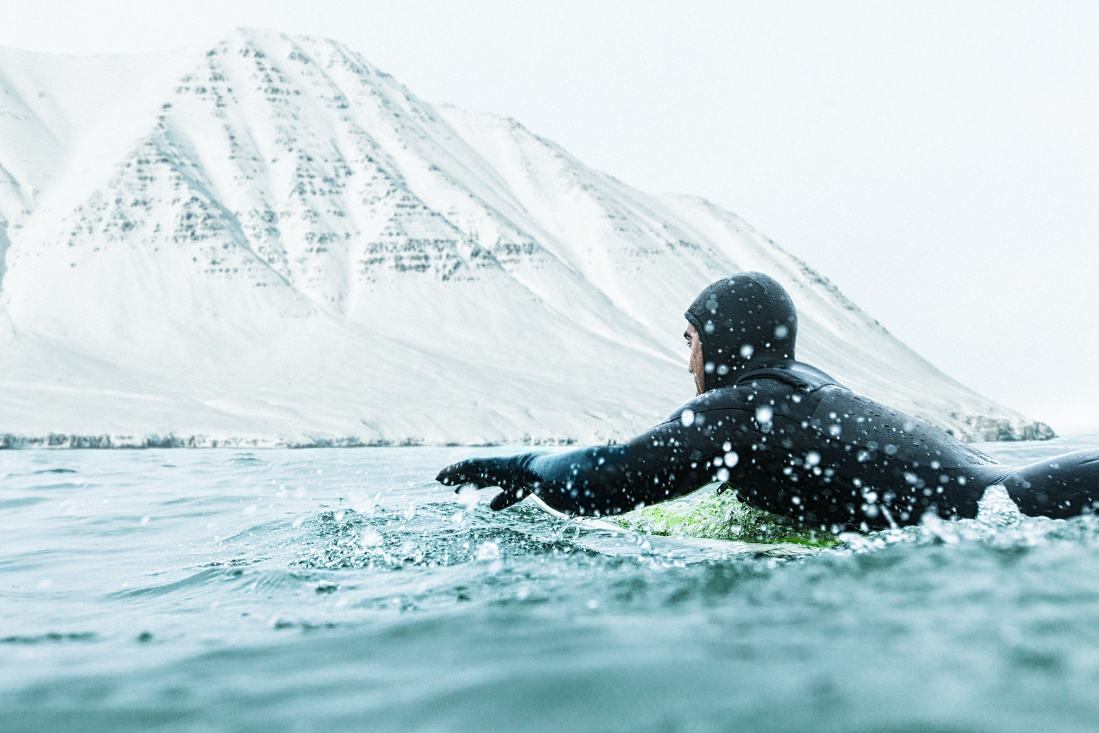 Iceland surfing in winter.