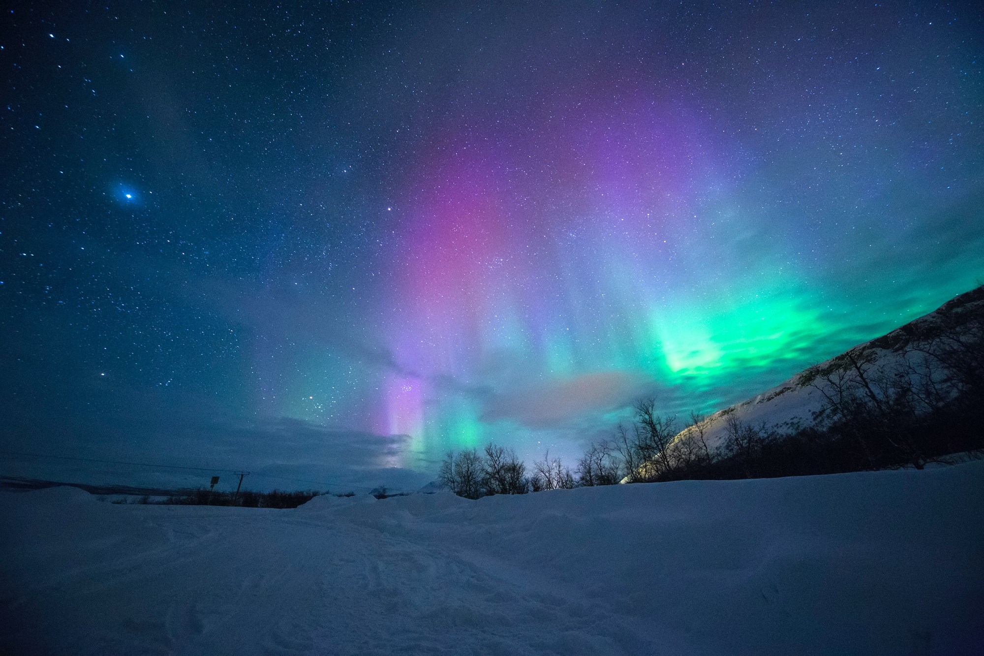 The aurora puts on a surreal show above Iceland’s winter wilderness – one of those campervan-night moments you’ll remember forever.