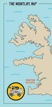 Mapa de la vida nocturna en Islandia por Kuku Campers Alquiler Islandia